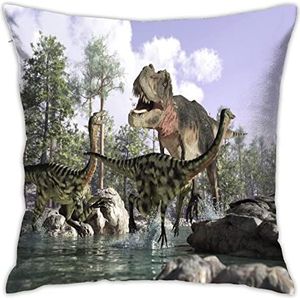 Kussensloop Oude Dinosaurus Dierenlandschap In Het Bos, Gepersonaliseerde Kussenslopen Zachte Kussensloop Voor Thuis Bed Bank 45X45Cn