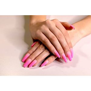 AiN Katy - franse roze ombre - Nagels valse kunstmatige zelfklevende - 24 stuks - druk op nagels - klaar om te plakken - elegante afgewerkte vingernagels nail art korte lange zwarte set