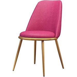 GEIRONV 1 Stuk Moderne Eetkamerstoel,Leer Gouden Been Computer Stoel voor Thuis Woonkamer Slaapkamer Balkon Lounge Stoel Eetstoelen (Color : Rose red)