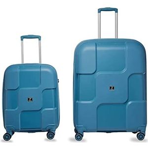 TROLLEYZ Venice No.10 - Tweedelige kofferset met geïntegreerd TSA-slot - Extreem sterke en lichtgewicht harde koffer met dubbele stille 360° wielen - 55cm+78cm - Ice Blue