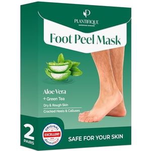 PLANTIFIQUE Foot Peel Masker - Peeling Voetmasker Dermatologisch Getest voor droge, gebarsten voeten, exfoliërend met Aloë Vera (2-pack)