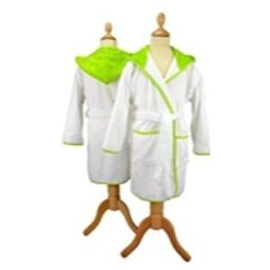 ARTG® Boyzz&Girlzz® kinderbadjas met capuchon, wit met limoengroen, maat 128/140