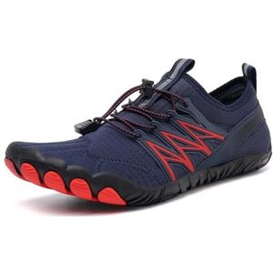 Wandelen Blotevoetenschoenen Vrouwen Mannen, Blotevoetenwaterschoenen voor Vrouwen Mannen, Brede Teen Box, Slip On, voor Wandelen Gym Workout Trail Running, Donkerblauw, 41.5 EU
