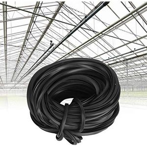 BROLEO Rubberen stripkabel voor accessoires voor broeikasbenodigdheden, zwarte striplijn, metalen kabel, tuinkas voor het afdekken van kunststof (18 meter)