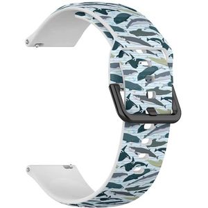 RYANUKA Compatibel met Ticwatch Pro 3 Ultra GPS/Pro 3 GPS/Pro 4G LTE/E2/S2 (Whales Modern Texture) 22 mm zachte siliconen sportband armband armband, Siliconen, Geen edelsteen