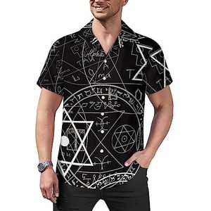 Occult Symbols Casual Overhemden voor heren, korte mouwen, Cubaanse kraag, T-shirts, tops, Hawaiiaans T-shirt, 4XL