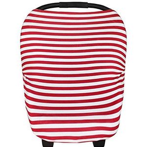 Lily & haar vrienden - Multi Use Stretchy Cover, nursing cover, winkelwagenhoes, baby autostoelhoes, kinderstoelhoes, kinderwagenhoes, infinity sjaal, lichte deken, zonnescherm, met een bijpassend pakzak Red stripes
