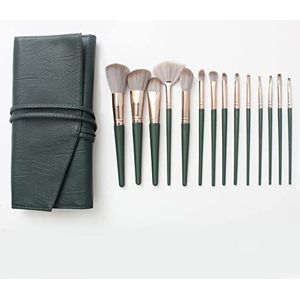MQPALZKD 14 Make-upborstels Volledige set zacht haar Losse verf Oogschaduwborstel Handig met Pu-opslag