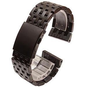 CBLDF Zilver Roestvrij Stalen Band Zwart 24mm 26mm 28mm 30mm Metalen Horlogeband Compatibel Met Diesel DZ4283 DZ7221 DZ7257 DZ7334 Horloge Band (Color : 26mm Black)