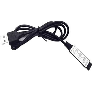 USB-controller met 3 toetsen, RGB, 2 leds, DC5 V-24 V, dimbaar, voor lichtstrips 3535, 2835 en 5050 (3 Key RGB USB 1)