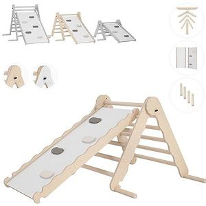 MAMOI® Moderne Klimdriehoek driehoek voor kinderen | Indoor klimrek binnen minimalistisch design | Duurzame klimrek van hout voor peuters gemaakt | Glijbaan binnen | 100% ECO | Made in EU