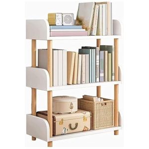 Boekenkast 3-laags boekenplank, open organizer, moderne houten opbergboekenkast met houten poten, vrijstaande opbergplanken Studeerkamer (Color : A, Size : L40*W24*H79CM)