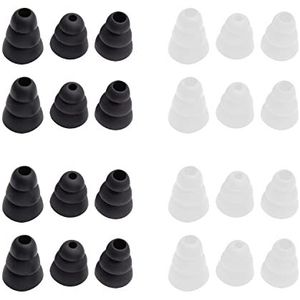 12 paar siliconen oordopjes, drie lagen siliconen geluidsisolatie oordopjes, geluidsisolatie, oortelefoon vervangende stekkers, geschikt voor de meeste oortelefoons (3 maten, S/M/L)