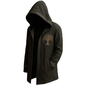 MYZTTZR Viking Heren Cardigan met Capuchon Noorse Mythologie 3D Tattoo Odin Herfst Jas Valhalla Cadeau,Yggdrasil,5XL