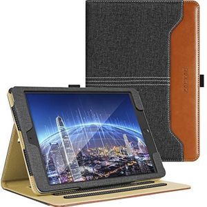 ZAEXAE Hoes voor iPad 9.7 Inch (iPad 2018 6e Generatie/iPad 2017 5e Generatie/iPad Air 2 / iPad Air) Cover Case met Apple Potlood Pocket Houder PU Lederen Stand Folio en Auto Wake/Slaap, Zwart