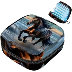 MUOOUM Menstruatie Pad Tas Rits Maandverband Tas Tampons Verzamel Zakken voor Vrouwen Meisjes (Dolfijnen Jumping Sea), Kleur 8, 4.7x6.6x6.6 in/12x17x17 cm