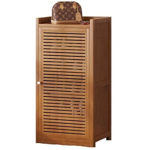 Dcbdx Bamboe schoenenkast met 1/2/3/4 lamellendeuren, smalle schoenenkast met planken voor ruimtebesparing, eenvoudig te installeren,1 door 6 layers