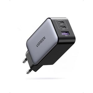 UGREEN Nexode 65W USB C-oplader USB C Charger 3-poorts GaN PD lader PPS Compatibel met MacBook Pro/Air, iPhone 16 Pro Max, 16, 15 Pro Max, 15, iPad Pro, Galaxy S24 Ultra, S23, S22, Steam Deck.(Zwart)