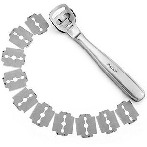 Purovi® Eeltsnijder voor het verwijderen van eelt en eelt, roestvrij staal, 10 reservemessen inbegrepen, snelle en eenvoudige pedicure