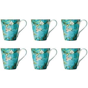 cups Vintage Amerikaanse mokset, grote keramische koffiekop 430 ml, bedrukte mok drinkbeker 1/4/6 stuks, geweldig cadeau for familievrienden koffie (Color : 6 Pcs)