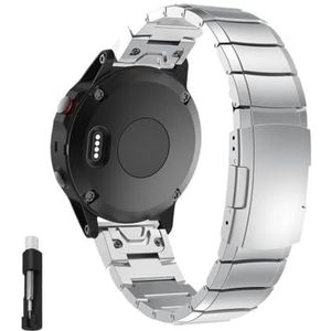 Fit for Garmin 22mm 26mm Quick Fit Titanium Metalen Horlogeband Armband geschikt for Fenix ​​7X 7 6X Pro 5X Plus/Instinct/Epix Band Polsband (Color : Silver2, Size : 26mm)