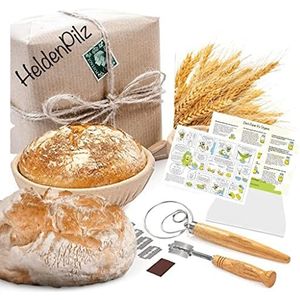 Set om brood te bakken – knapperig brood zelf maken, incl. gaarmand, deegkaart, bakkersmes + recept en handleiding voor zuurdesembrood (broodbakset)