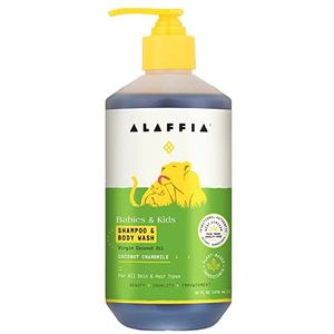 Alaffia EveryDay Coconut Shampoo & Body Wash - Babies and Kids, Gentle and Non-Irritating Support for Soft Hair and Skin with Yarrow and Chamomile, Fair Trade, Coconut Chamomile 16 Fl Oz