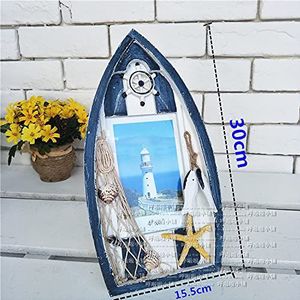 Mediterrane stijl Fotolijst Set Creatieve Desktop Ornament Houten Fotolijst Familie decor maat 6-inch/boot