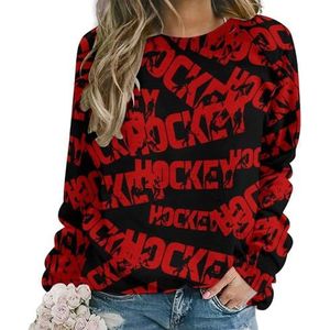 Hockeyspeler silhouet nieuwigheid sweatshirt voor vrouwen ronde hals top lange mouw trui casual grappig
