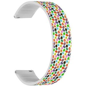 RYANUKA Solo Loop band compatibel met Ticwatch E3, C2 / C2+ (Onyx & Platinum), GTH/GTH Pro (Easter Eggs 2) Quick-Release 20 mm rekbare siliconen band band accessoire, Siliconen, Geen edelsteen