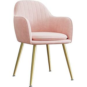 GEIRONV 1 stks fluwelen eetkamerstoel, for woonkamer slaapkamer Keukenstoel met metalen benen Appartement make-up stoel 47 × 44 × 83cm Eetstoelen (Color : Pink)