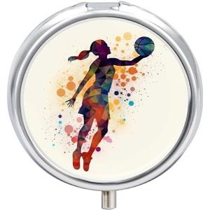 Draagbare Pillendoos Pillendoosje Basketbal Meisje Patroon Reizen Pillendoos Kleine Pil Case Dagelijkse Pil Container Pil Organizer Pocket Geneeskunde Doos Leuke Pil Case