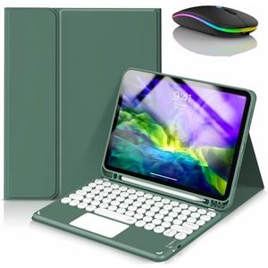 Toetsenbordhoes voor Samsung Galaxy Tab A9+/A9 Plus 11'' 2023, Ingebouwde Potloodhouder, Magnetisch Afneembaar Draadloos Toetsenbord met Bluetooth Muis,Dark green