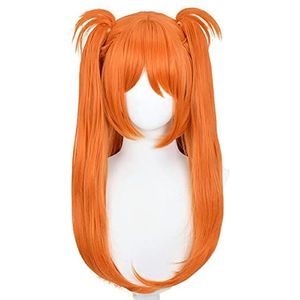 ZHAOKING Asuka Langley Orange Cosplay Wig EVA Neon Genesis Evangelion Cosplay Asuka Langley Wig,Pigtail Clip Extension, Wig Cap Included