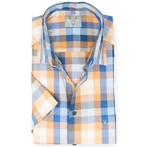 Marvelis Shirt Comfort Fit korte mouwen oranje/blauw geruit 7040.52.21, oranje, 44