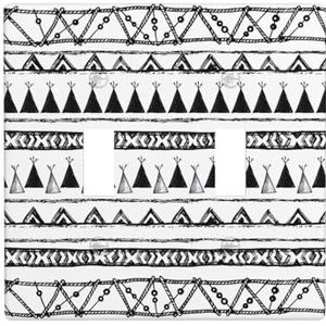 ZhaoYuGoods Inheemse Amerikaanse patronen print muurplaat, dubbele tuimellichtschakelaar outlet cover 2-gang 11,4 cm x 11,4 cm, decoratieve pc-voorplaat voor thuis en kantoor