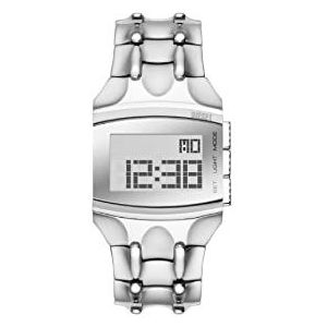 Diesel Reloj para hombre Croco Digi, movimiento LCD, caja de acero inoxidable plateado de 33MM con correa de acero inoxidable, DZ2155