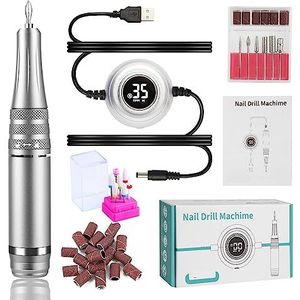 Elektrische nagelvijl, 35000 RPM manicuremachine, elektrische nagelboor, draagbare nageldraaibank Elektrische manicuresnijderset, nagelgelpolijstmachine Salonapparatuur voor zowel natuurlijke als kuns