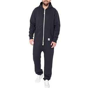 Basisstoff Sheeesh Jumpsuit voor heren, onesie, eendelig, huispak, katoen, donkerblauw, L