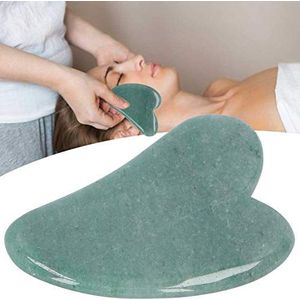 Hartvormige Jadestone schraapplaat, schraapplaat voor gezicht schouder been buik rug, Gua Sha massagetool voor het verlichten van drukverlichtende pijn(Groen)