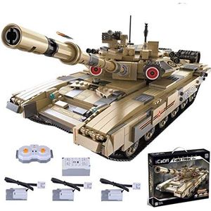 KEAYO Technik pantserbouwstenen, 1:10 militair T-90 tank modelbouwset met 1722 onderdelen, afstandsbediening en motoren, compatibel met Lego Technic