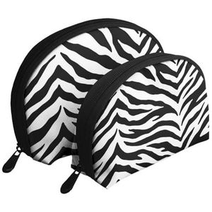 Make-uptas, cosmetische reistas, 2 stuks draagbare clutch pouch-set Pouch Organizer zwart en wit zebraprint, zoals afgebeeld, Eén maat