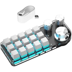 QPSJXN RGB Mechanisch Toetsenbord met Macro Programmering Hot Cradle Switches voor Mobiele Games en Tablet en Tekenen Bluetooth (15-3 Wit BT RGB)