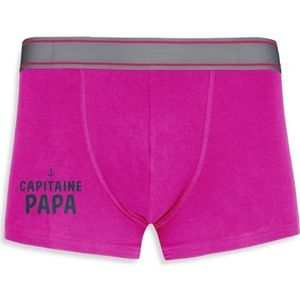 La French Touch Heren boxershorts, grappig, kapitein, papa, gemaakt in Frankrijk, grappige en grappige herenonderbroek, origineel verjaardagscadeau, roze, XL