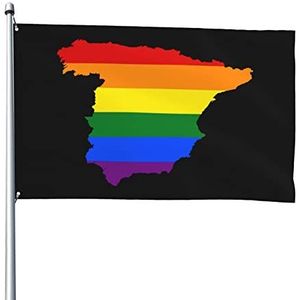 Outdoor Vlag LGBT Vlag Kaart Van Spanje 90X150cm Veranda Vlag Grappige Binnenplaats Vlag Lichtgewicht Outdoor Teken Decoratie Voor Outdoor Carnaval Activiteiten