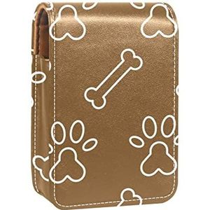 Gepersonaliseerde Lipstick Case Draagbare Make-up Tas Cosmetische Pouch Lippenstift Houder Make-up Organizer Hond Poot Bine Print Bruin, Meerkleurig, 9.5x2x7 cm/3.7x0.8x2.7 in
