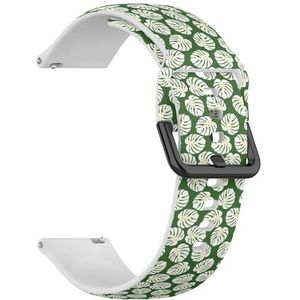 RYANUKA Compatibel met Ticwatch Pro 3 Ultra GPS/Pro 3 GPS/Pro 4G LTE/E2/S2 (witte Monstera Leaves) 22 mm zachte siliconen sportband armband armband, Siliconen, Geen edelsteen