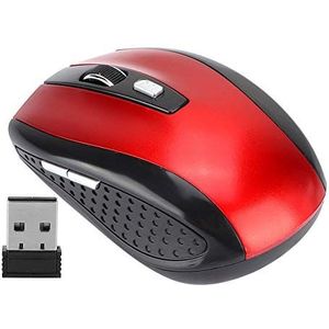 Draadloze muis, ultradunne 2.4G 1200DPI USB draadloze muis Ergonomische optische positioneringsmuis voor laptop/pc Computer/bediening/gaming(rood)