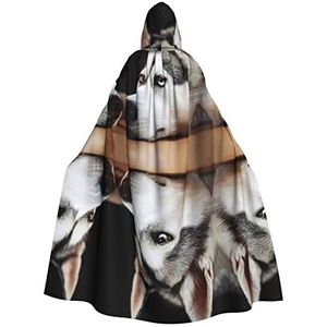 Halloween cape met capuchon Husky hond cosplay verkleedkostuum voor Halloween Kerstmis kostuum feest