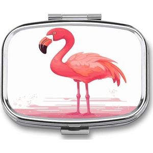 Cartoon Flamingo Pillendoos Pil Case Leuke Pil Organizer Pil Houder Geneeskunde Pil Organizer Pil Container Dagelijkse Pil Organizer Kleine Pillendoos Pil Case voor Portemonnee Pocket